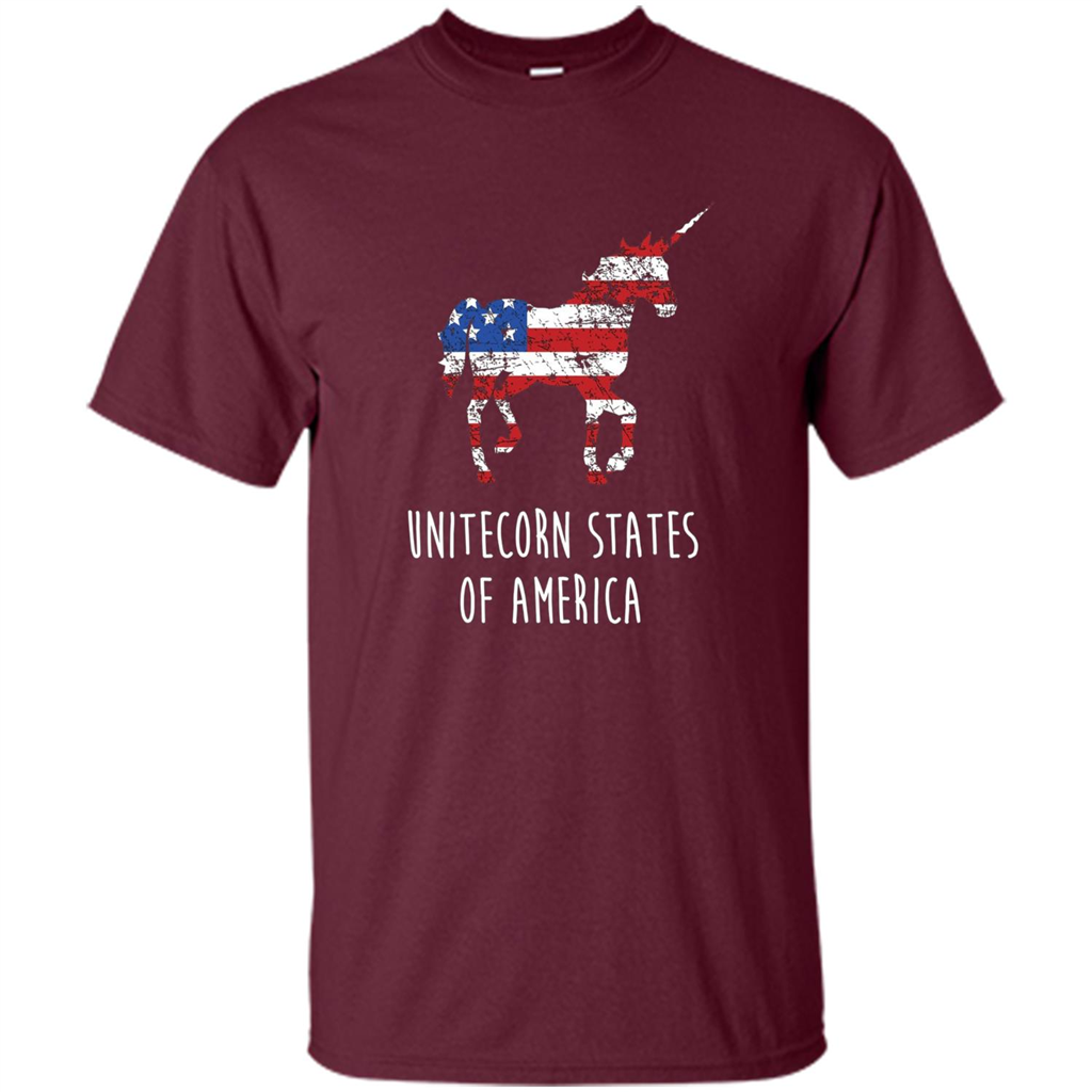 Unicorn T-shirt Unitecorn States of America Funny 4th of July Maroon