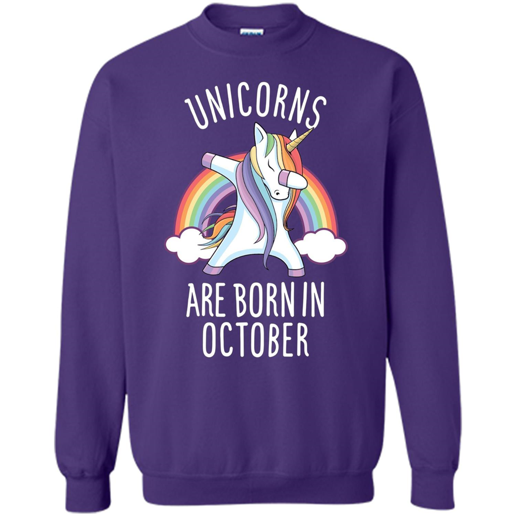 October Birthday T-shirt Unicorns Are Born In October Dabbing Orange