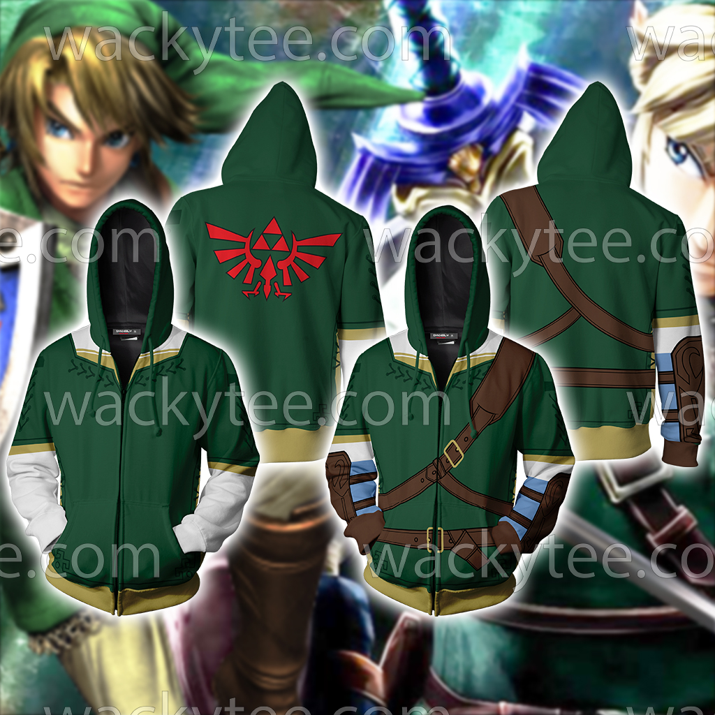 The Legend of Zelda Link Green And Dark Cosplay Zip Up Hoodie Jacket