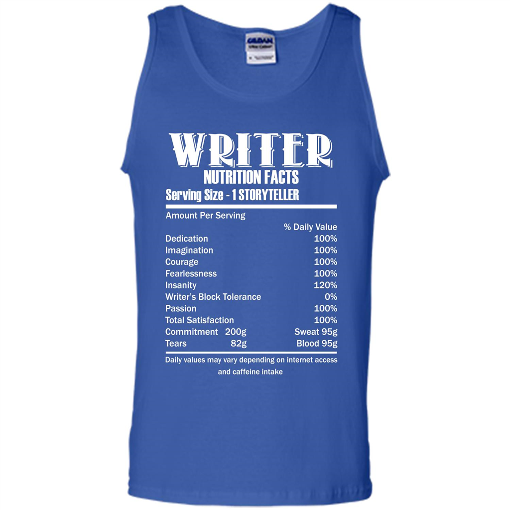 Writer Nutrition Facts Serving Size T-shirt Royal