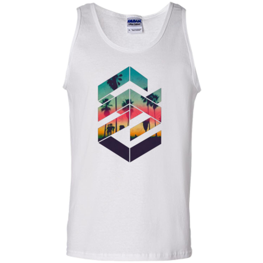 Summer T-shirt Geometric Sunset Beach White