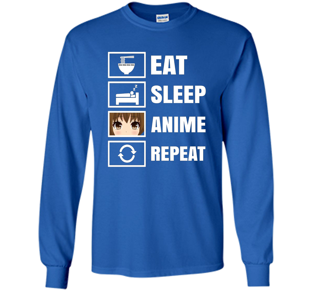 Eat Sleep Anime Repeart T-Shirt Funny Anime Geek cool shirt Royal