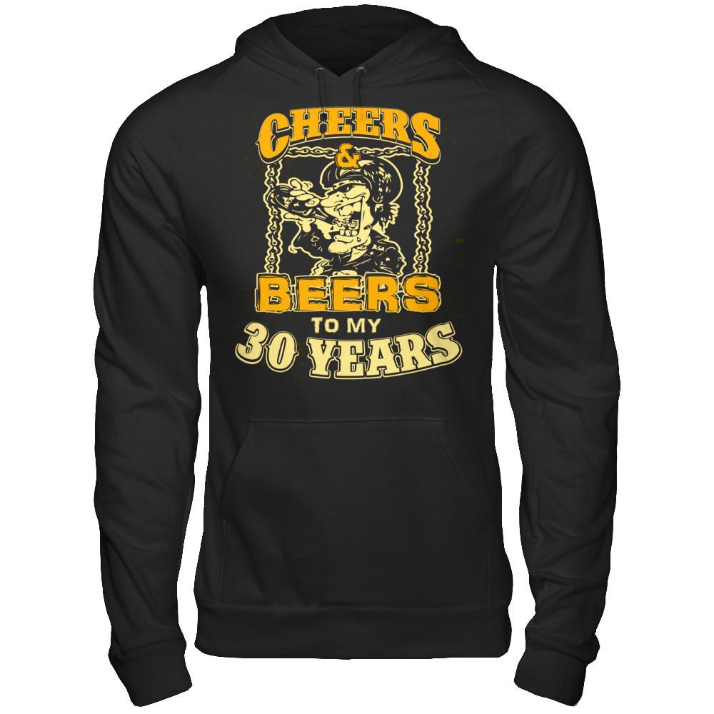 Cheers & Beers To My 30 Years T-shirt Gildan - Pullover Hoodie Black