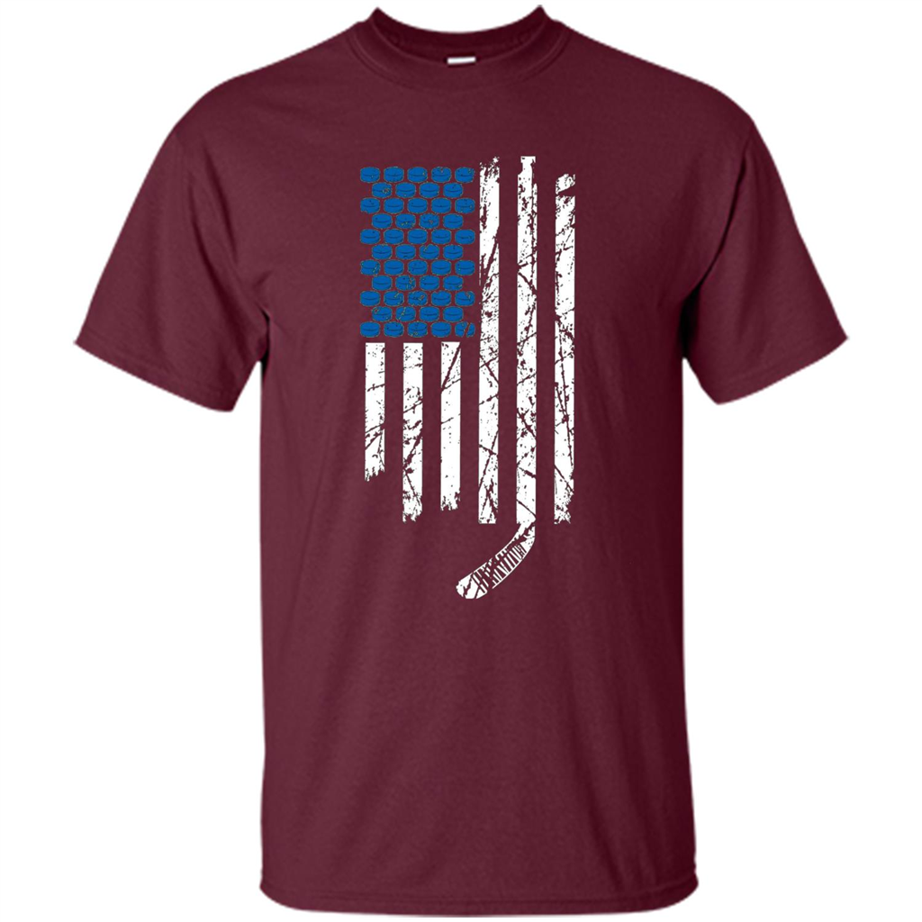 Hockey American Flag T-Shirt Maroon