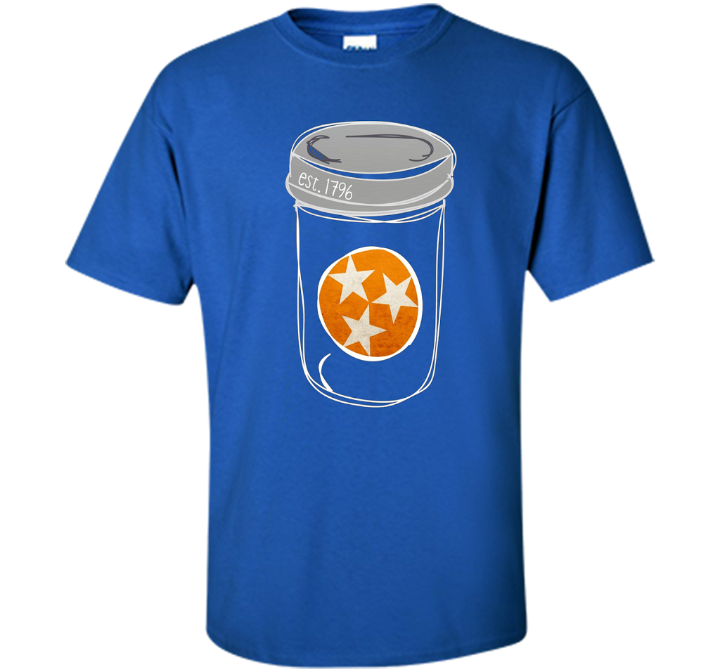Tennessee Flag Orange and White Mason Jar Tee Shirt Vintage shirt Royal