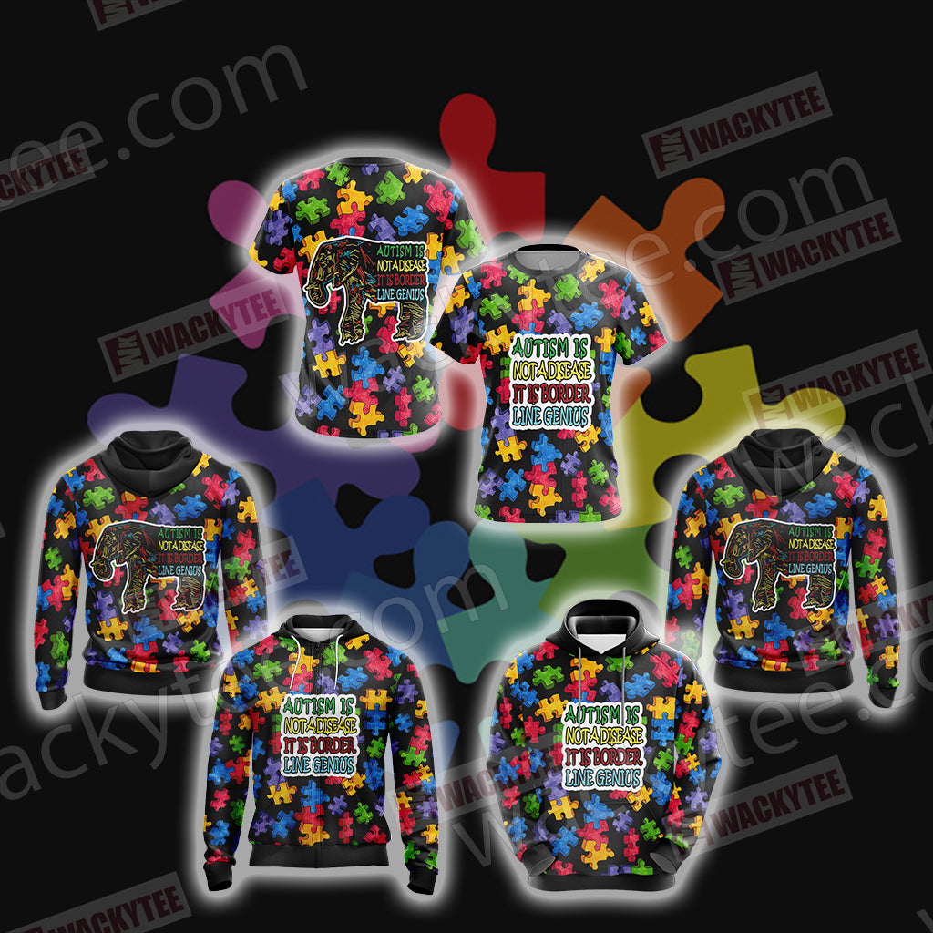 Autism Not A Disease It Is Border Line Genius Unisex 3D T-shirt