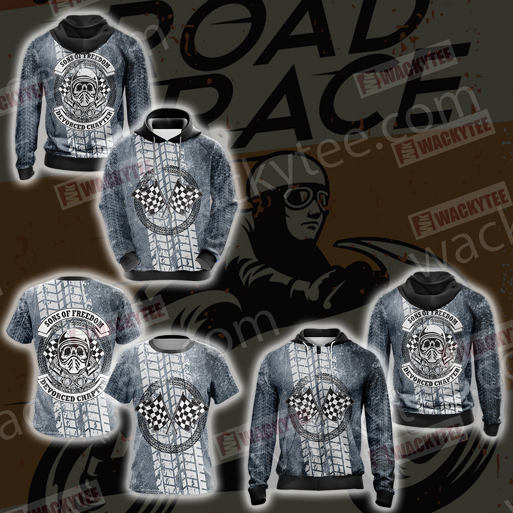 Biker Sons Of Freedom Devorced Chapter Unisex Zip Up Hoodie Jacket