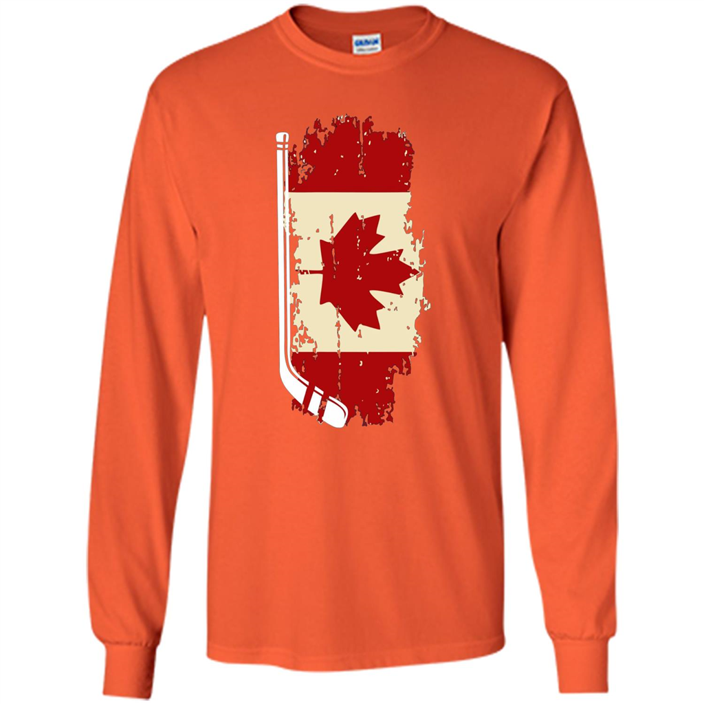 Canada Hockey Funny T-Shirt Canada Hockey Flag T-shirt Orange