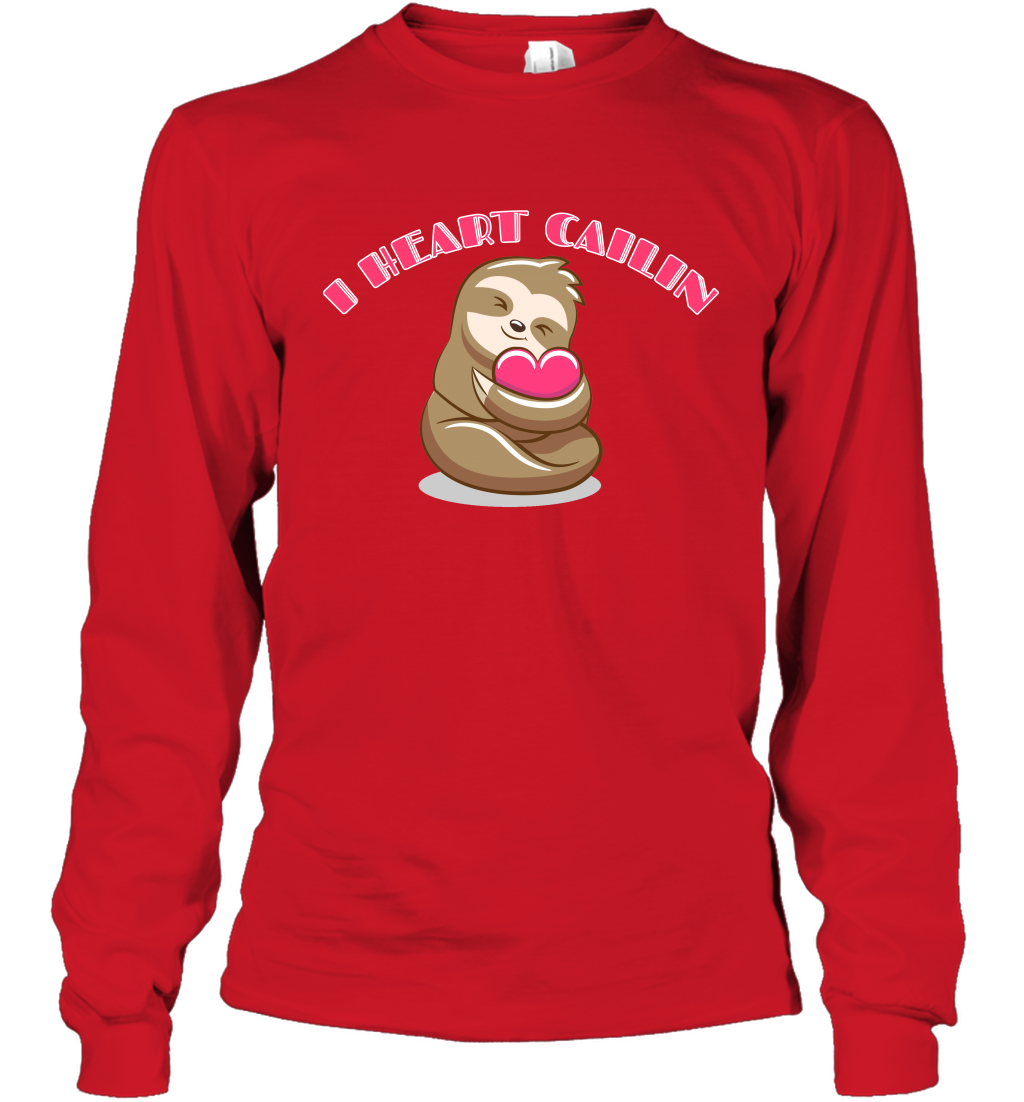I Heart Cailin Sloth Shirt Long Sleeve T-Shirt Long Sleeve T-Shirt Red
