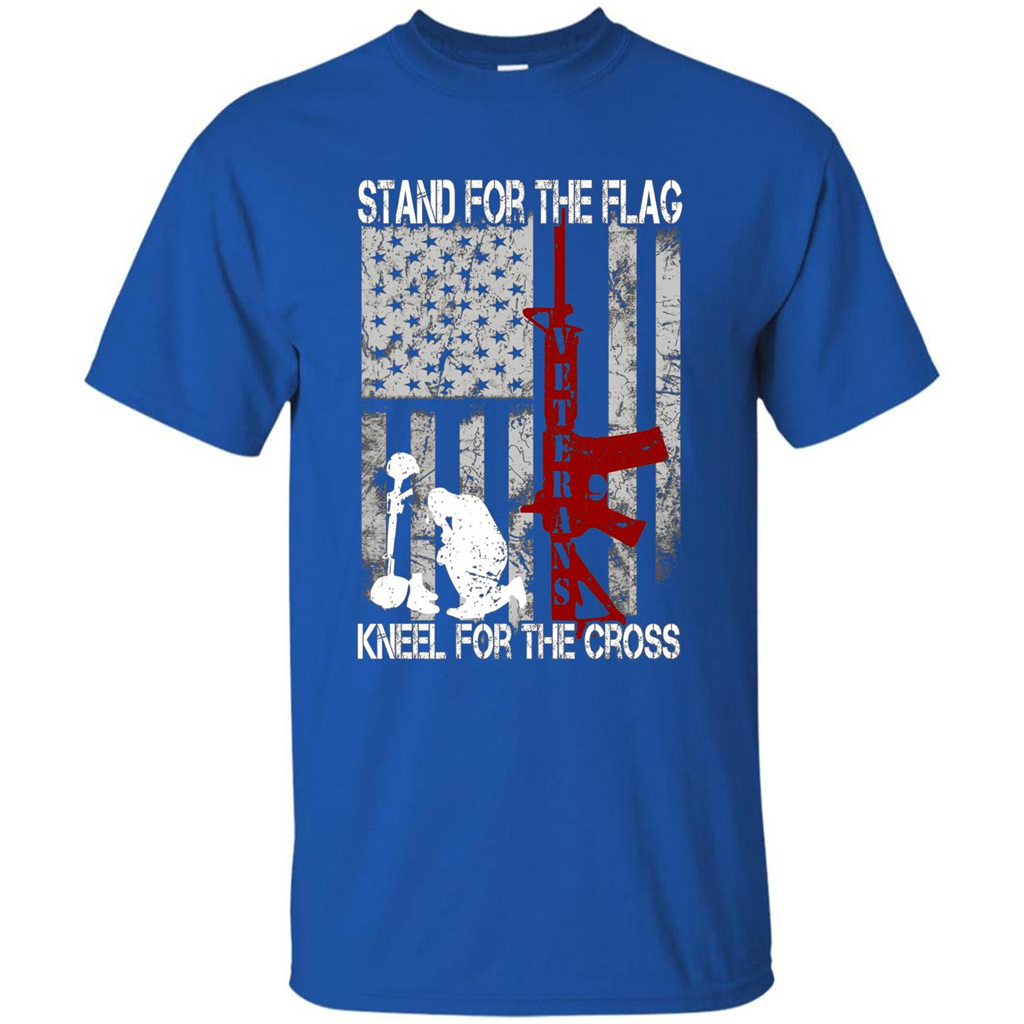 Mens Stand for the flag Kneel for the cross T Shirt Royal