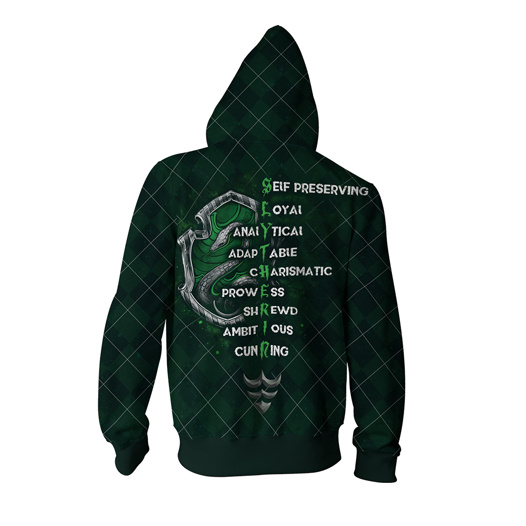 Slytherin Hogwarts House Harry Potter Zip Up Hoodie