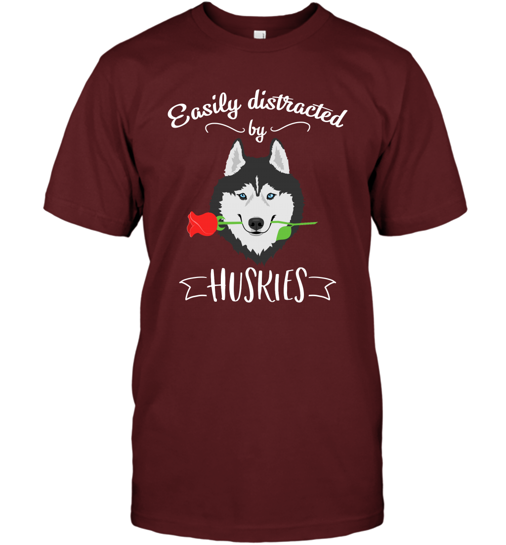 Easily Distracted By Huskies Shirt T-Shirt T-Shirt Cardinal
