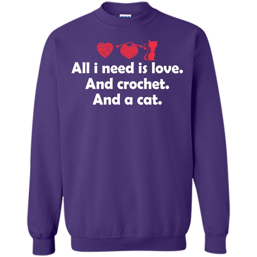 Crochet T-shirt All I Need Is Love And Crochet And A Cat T-shirt Orange