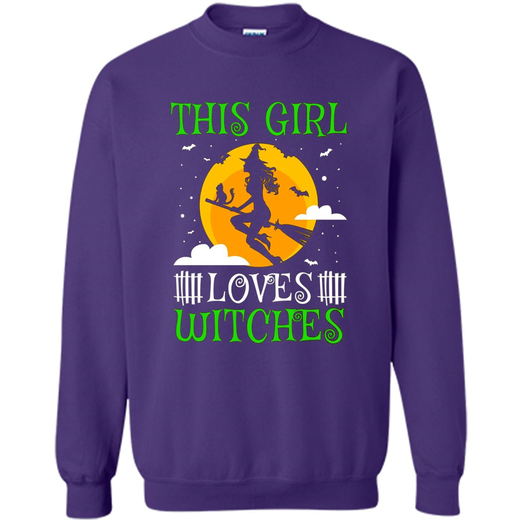This Girl Loves Witches Witch Halloween T-Shirt Orange