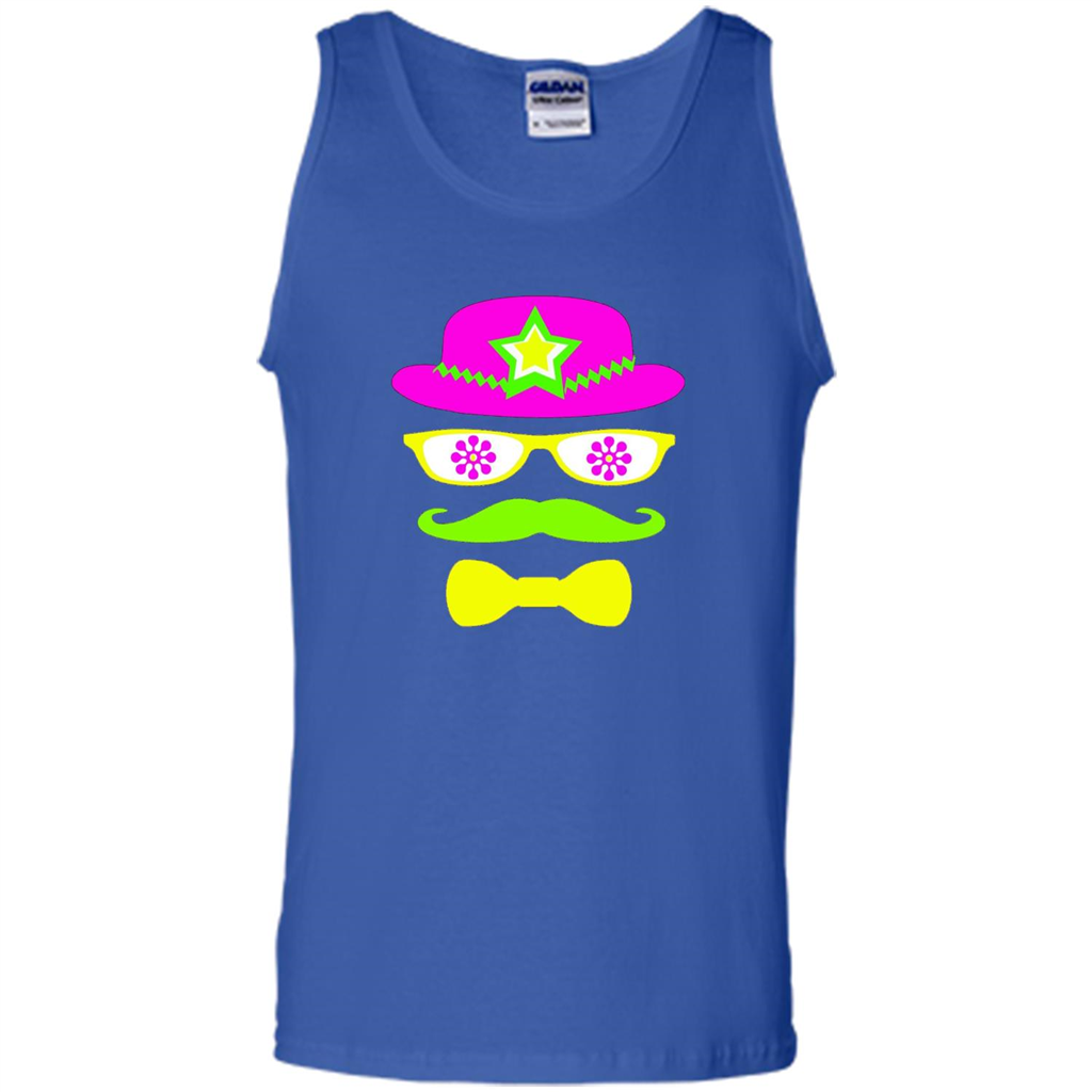 Neon Party Hat, Glasses, Mustache, Tie Theme Party T-shirt Royal