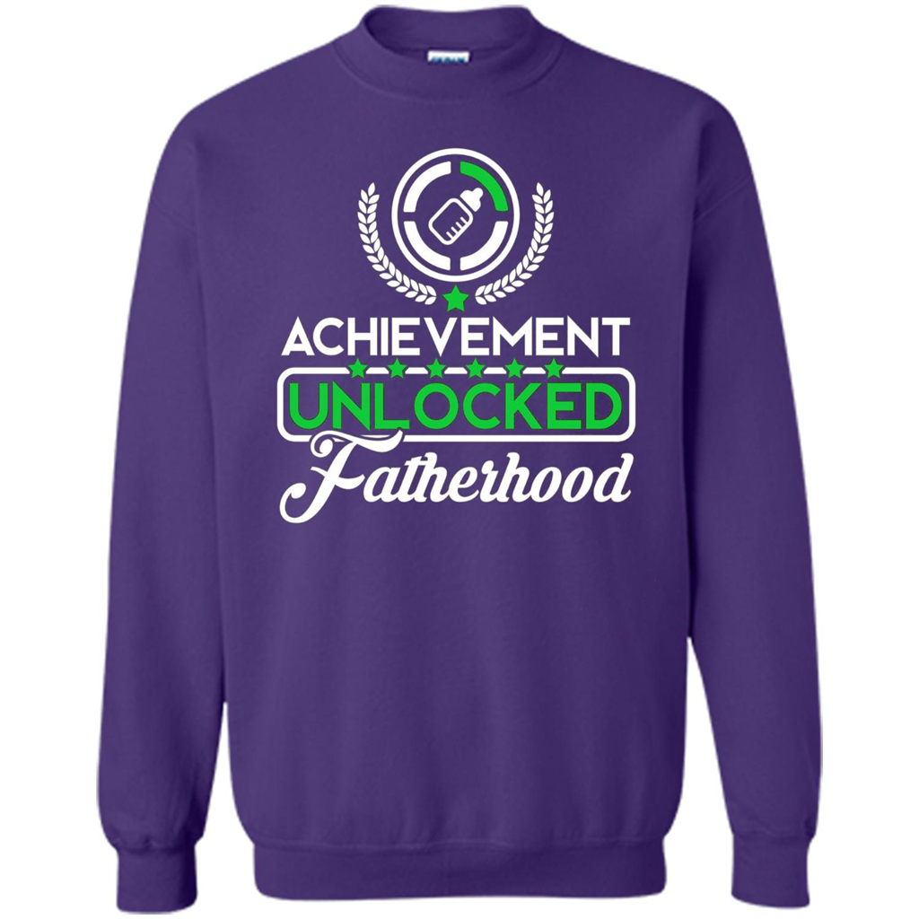 First Father's Day T-shirt Achievement Unlocked Fatherhood Orange