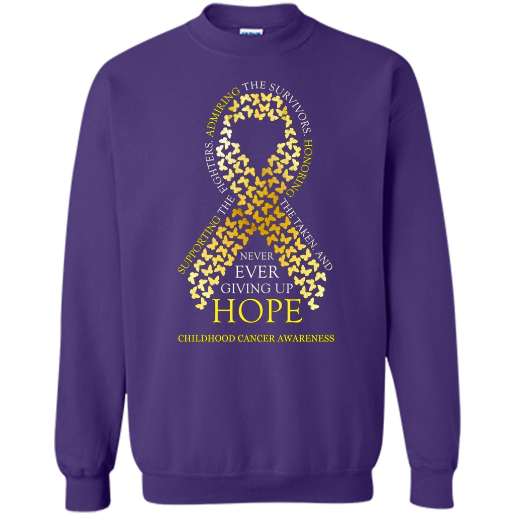 Childhood Cancer Awareness T-shirt Never Ever Giving Up Hope T-shirt Orange