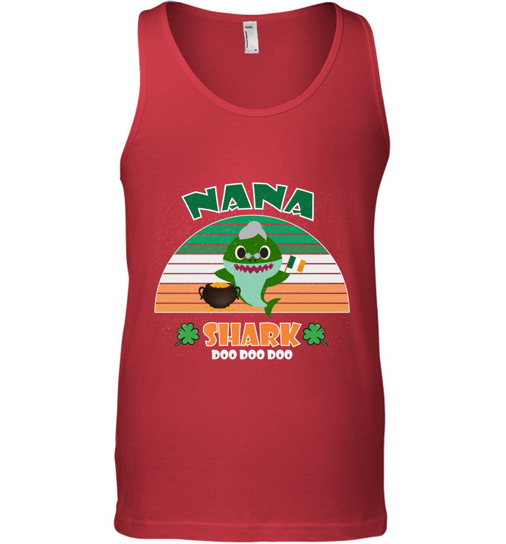 Irish Nana Shark Saint Patricks Day Family Shirt Tank Top Red