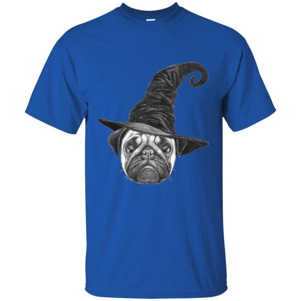 Pug Lover T-shirt Pug In Witch Hat Halloween T-Shirt Royal