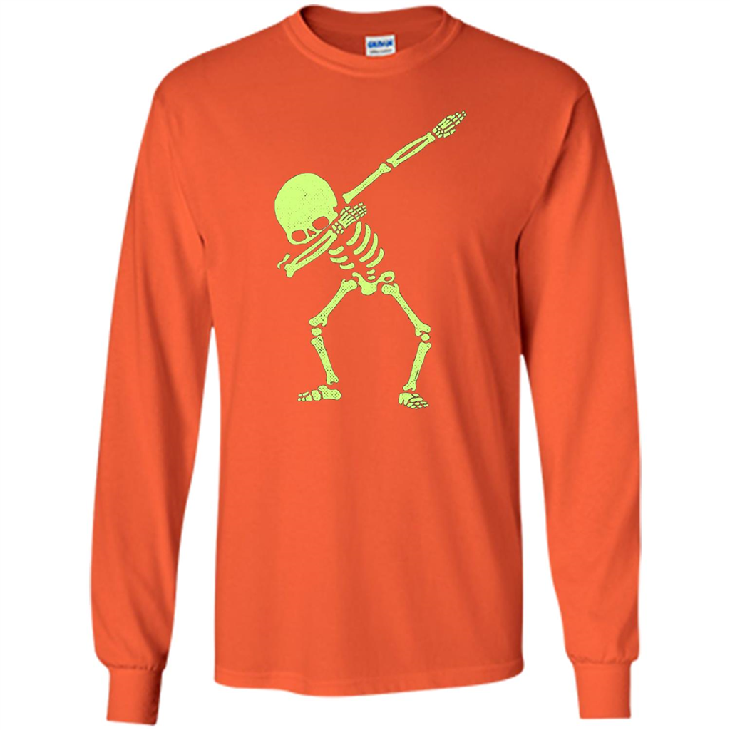 Dabbing Skeleton T-shirt Dab Hip Hop Skull Dabbing T-shirt Orange