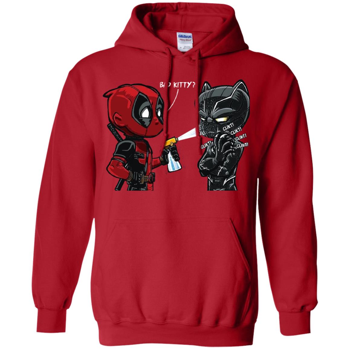 Deadpool Black Panther Bad Kitty Film Lover T-shirt Red