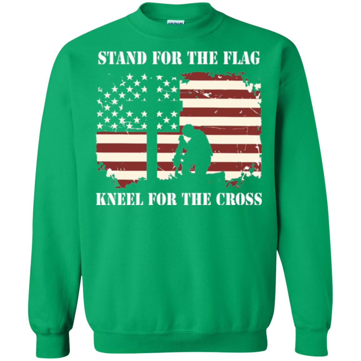 Military T-shirt Stand For The Flag Kneel For The Cross Irish Green
