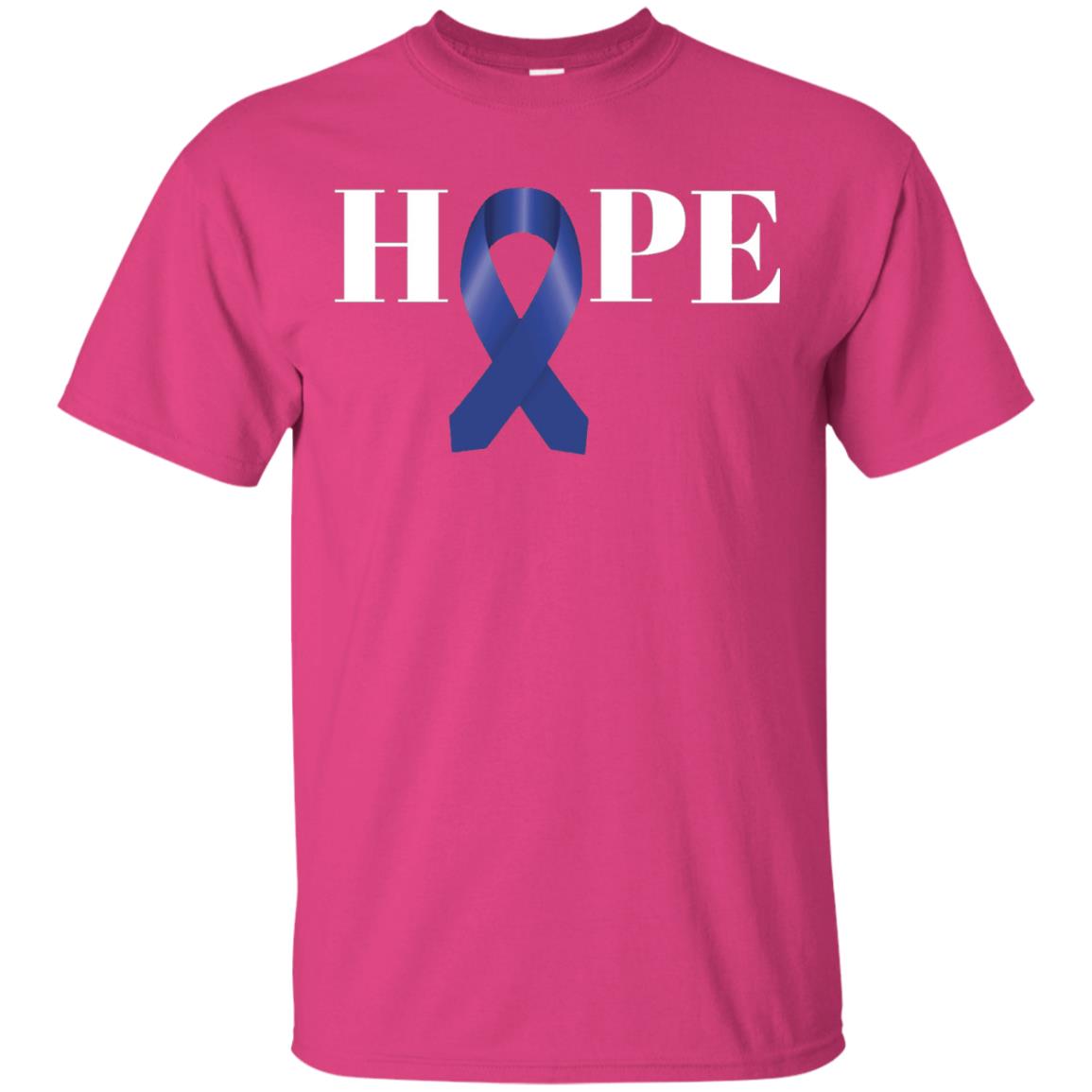 Hope Blue Ribbon Cancer Awareness Colon Cancer T-shirt Heliconia