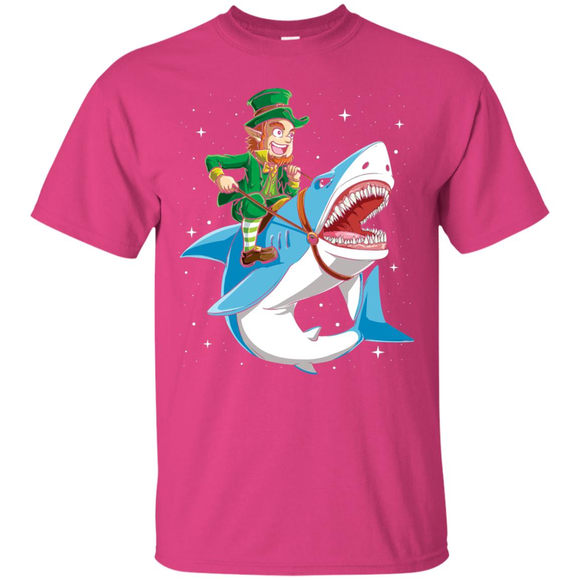 Leprechaun Riding Shark St Patricks Day T-shirt Heliconia