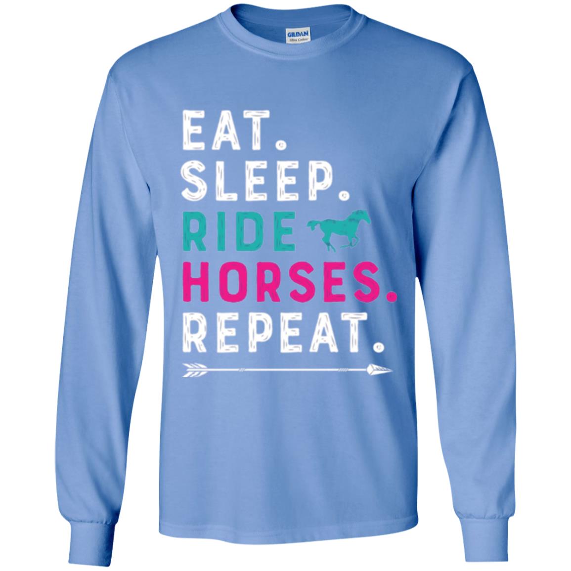 Horseback Lovers T-shirt Eat Sleep Ride Horses Repeat Carolina Blue