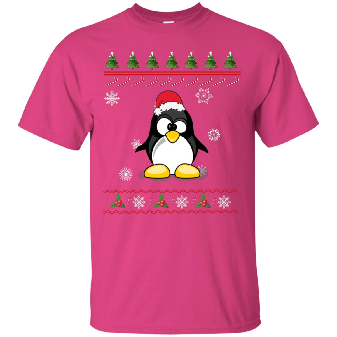 Penguin With Santa Hat Merry X-mas Ugly Christmas Gift Shirt For Mens Womens Kids Heliconia