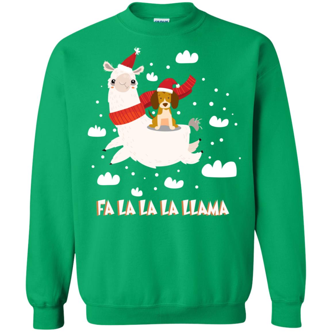 Fa La La La Llama With Beagle X-mas Gift Shirt Irish Green