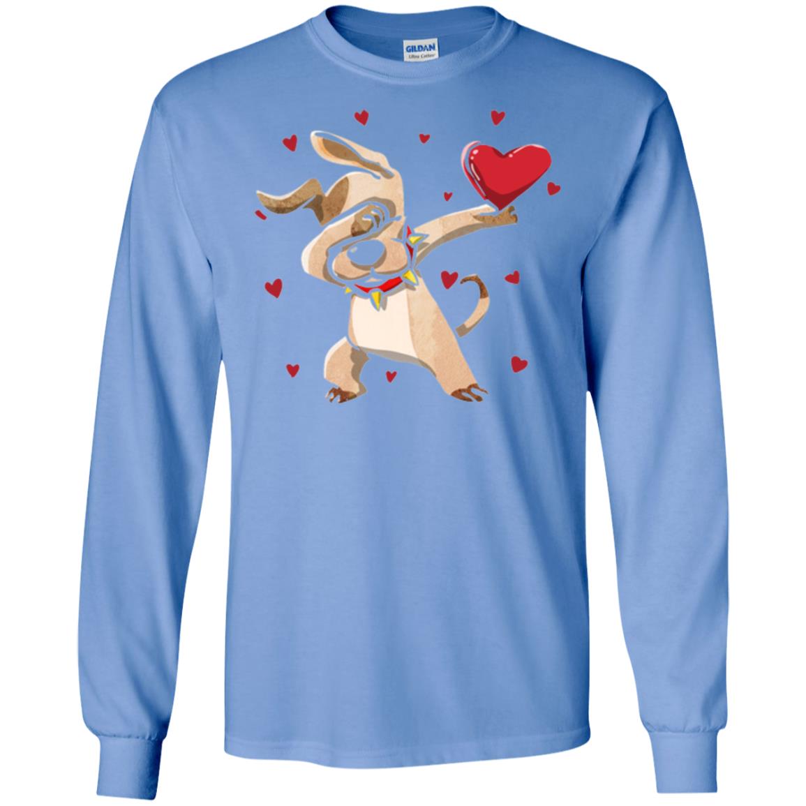 Funny Dabbing Dog Valentine_s Day T-shirt Carolina Blue