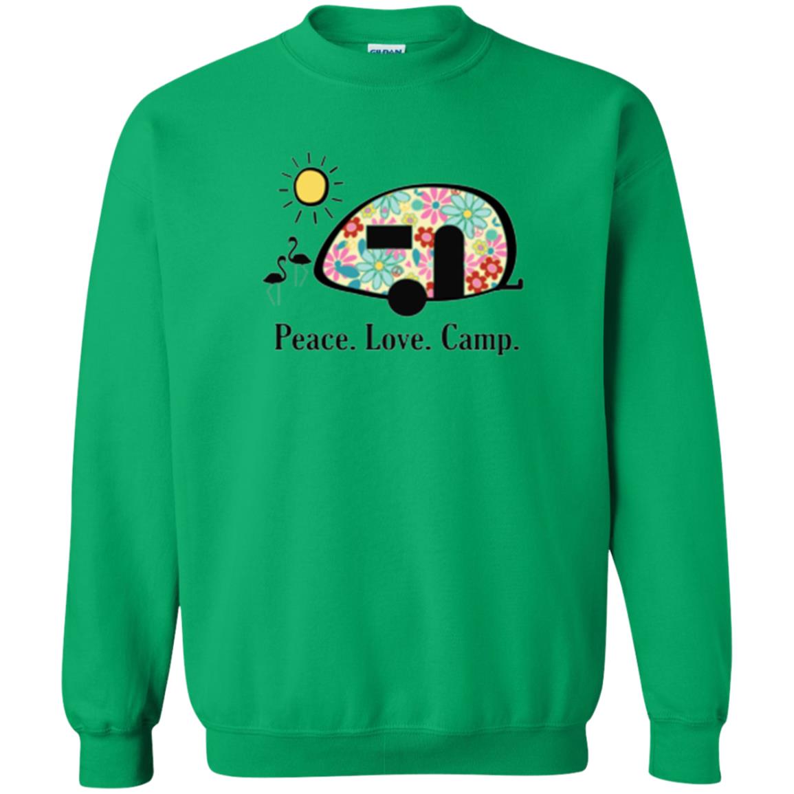 Camping Lover T-shirt Peace Love Camp Irish Green