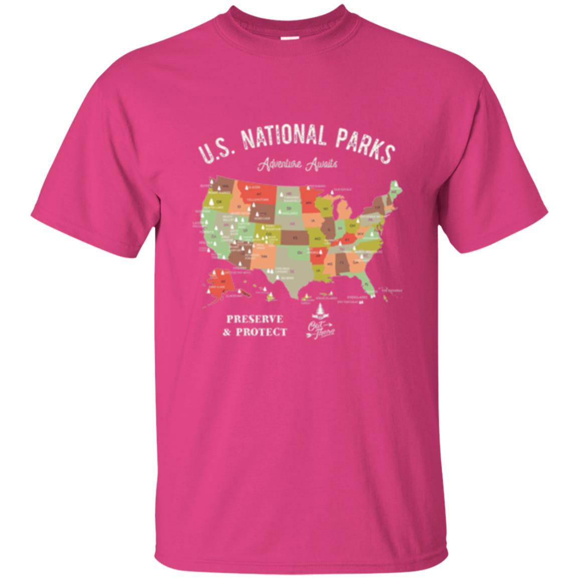 Hiking Camping T-shirt National Park Map Vintage T-shirt Heliconia