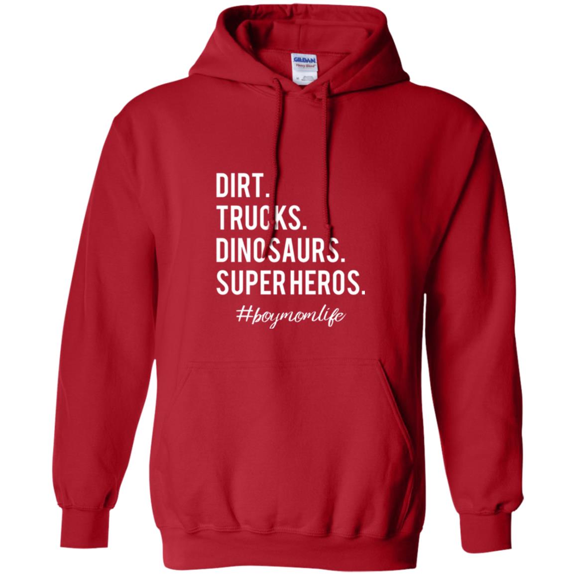 Dirt Trucks Dinosaurs Super Heros #boymomlife Mommy T-shirt Red