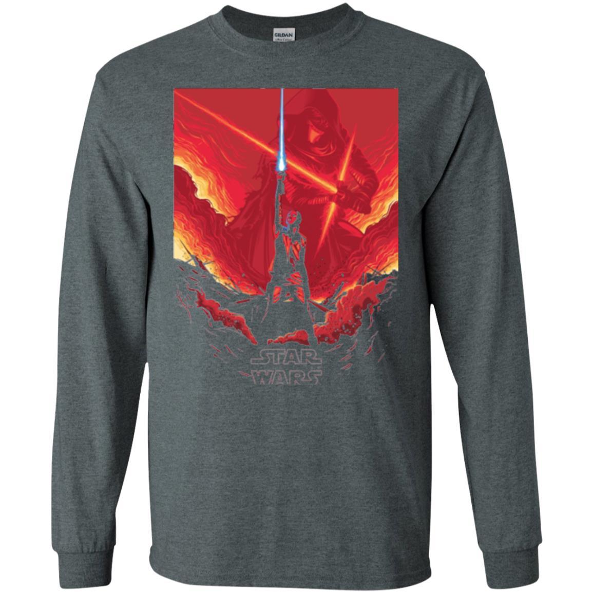 Film T-shirt Star Wars Last Jedi Rey Saber Reach Red Poster Dark Heather