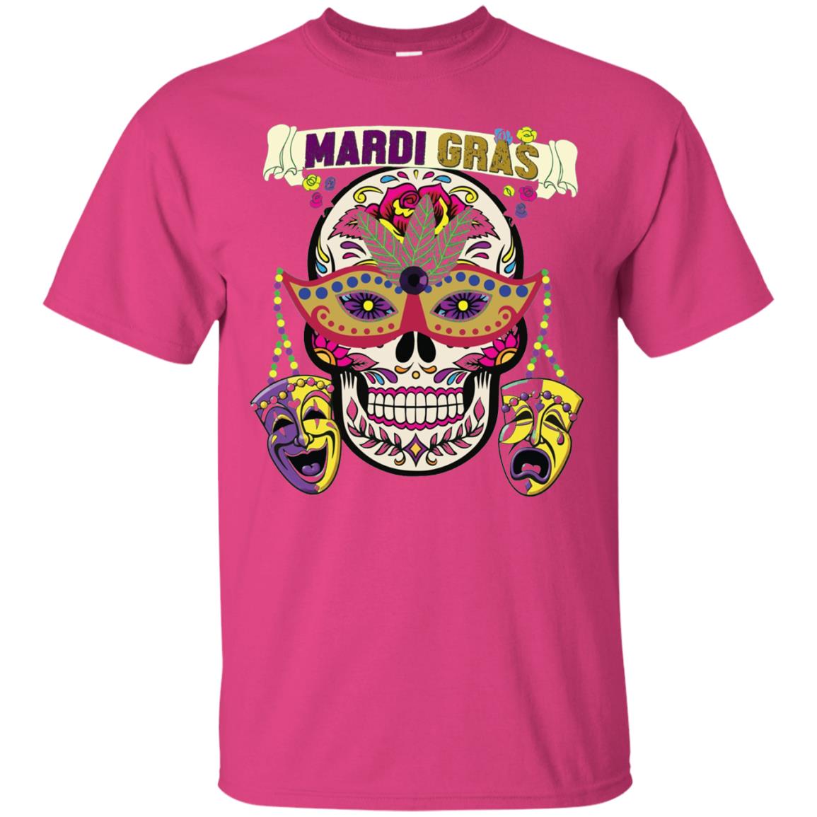 New Orleans Beads Skull Mardi Gras T-shirt Heliconia