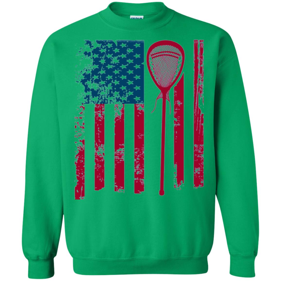 Lacrosse Player T-shirt Lacrosse American Flag Stick Irish Green