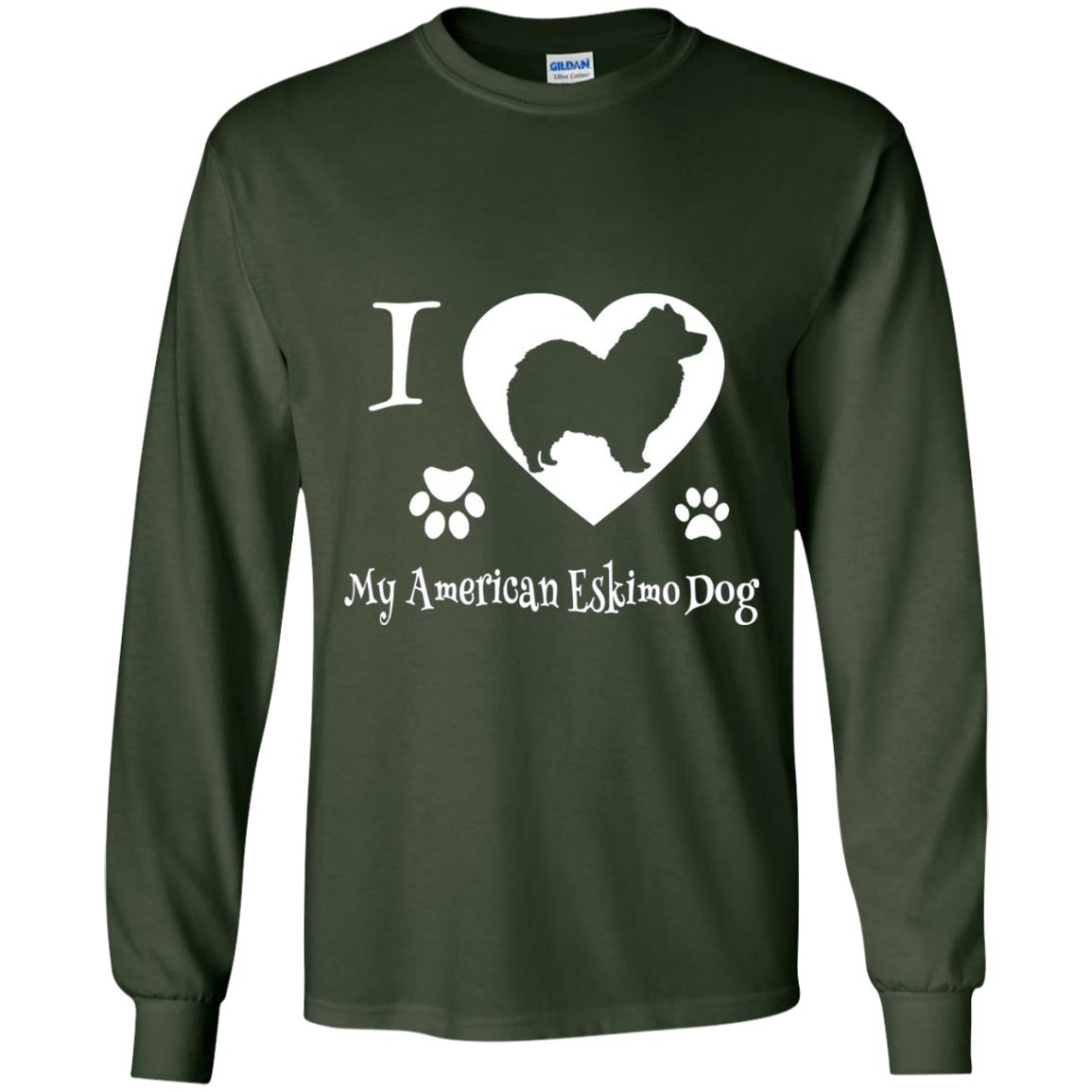 Dog Lover T-shirt I Love My American Eskimo Dog Forest Green