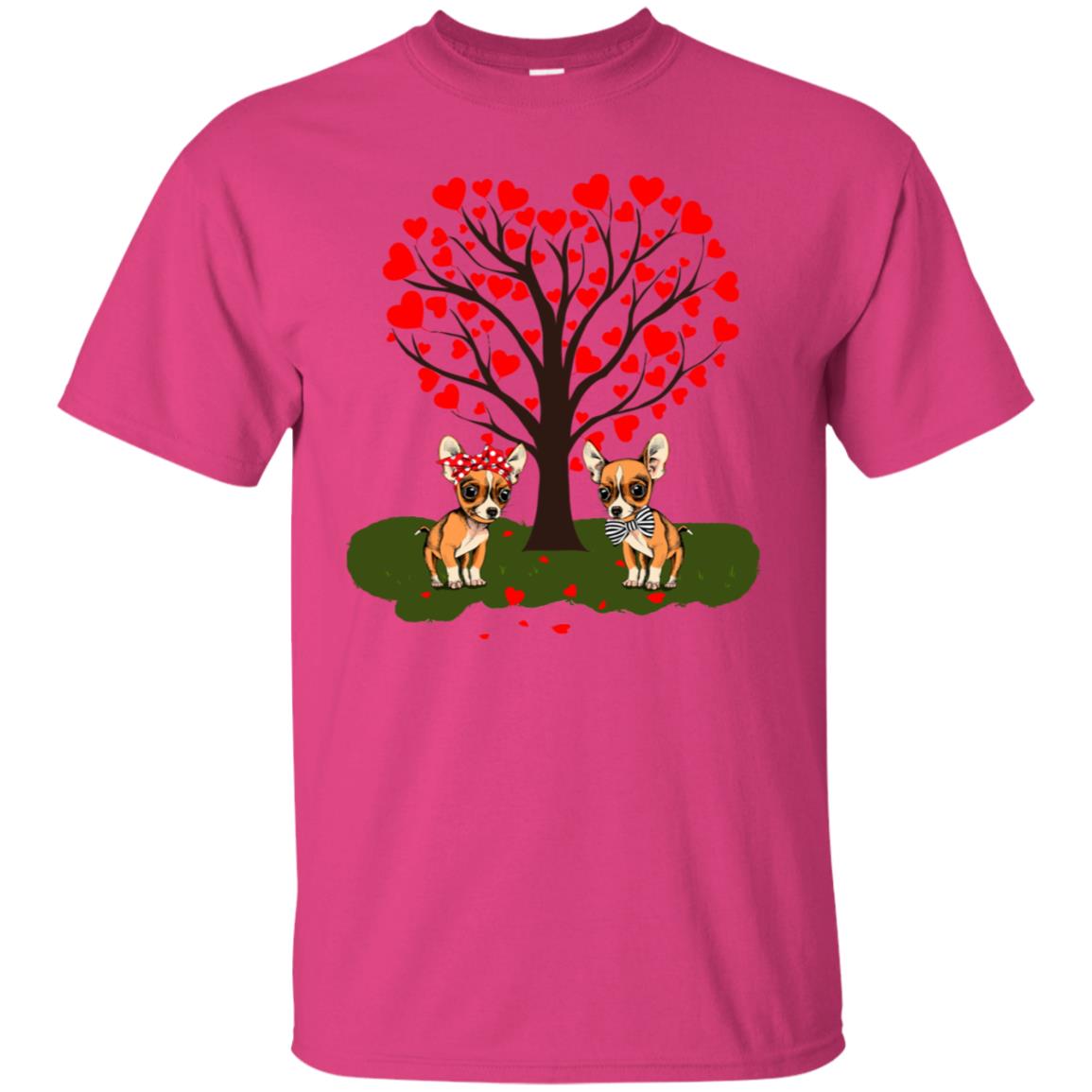 Valentine Chihuahua Couple Heart Tree Shirt Heliconia