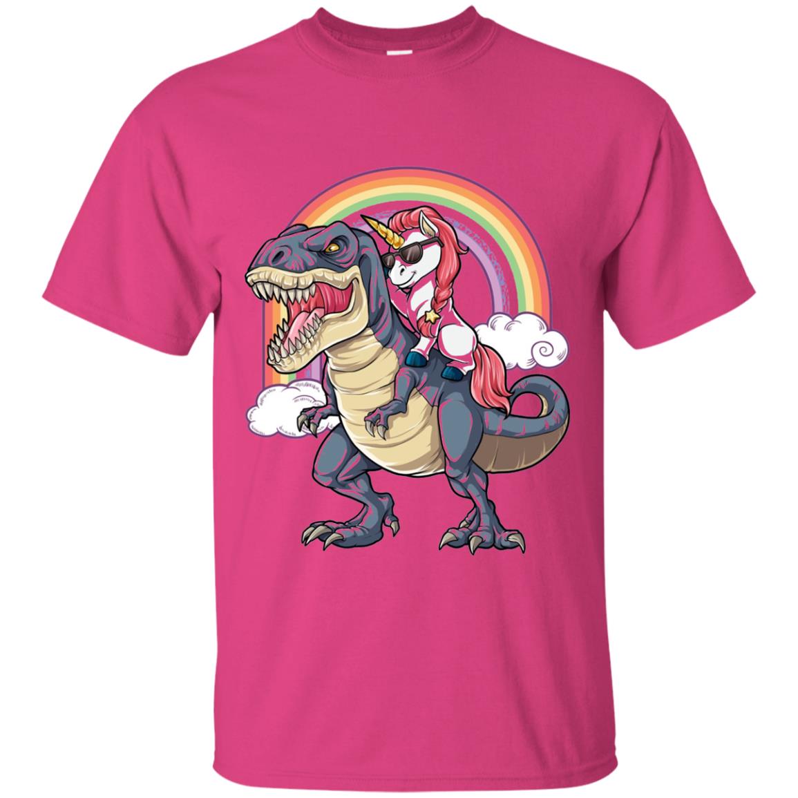 Unicorn Riding Dinosaur Shirt Unicorns Rainbow Heliconia