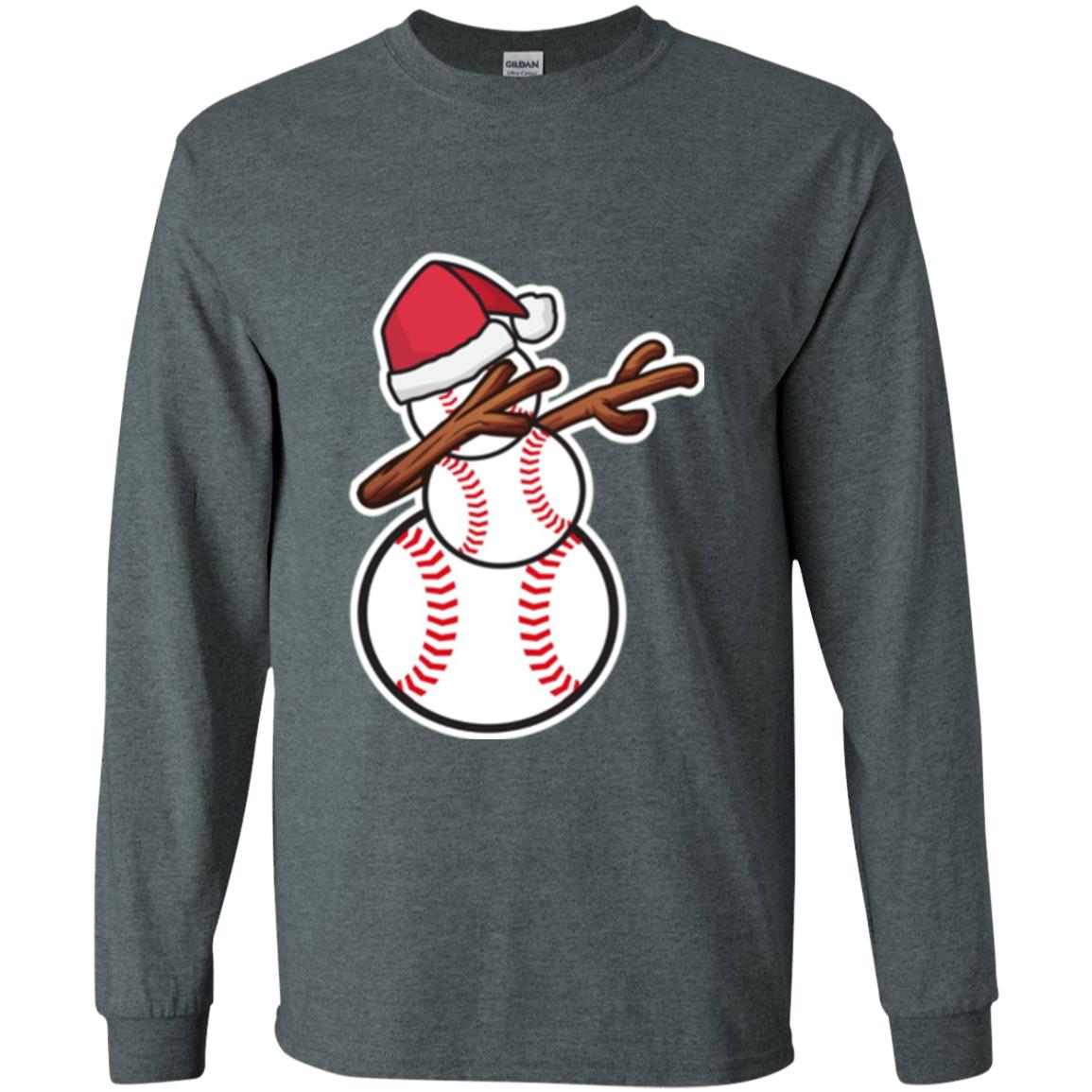 Christmas T-shirt Dabbing Snowman Baseball Dark Heather
