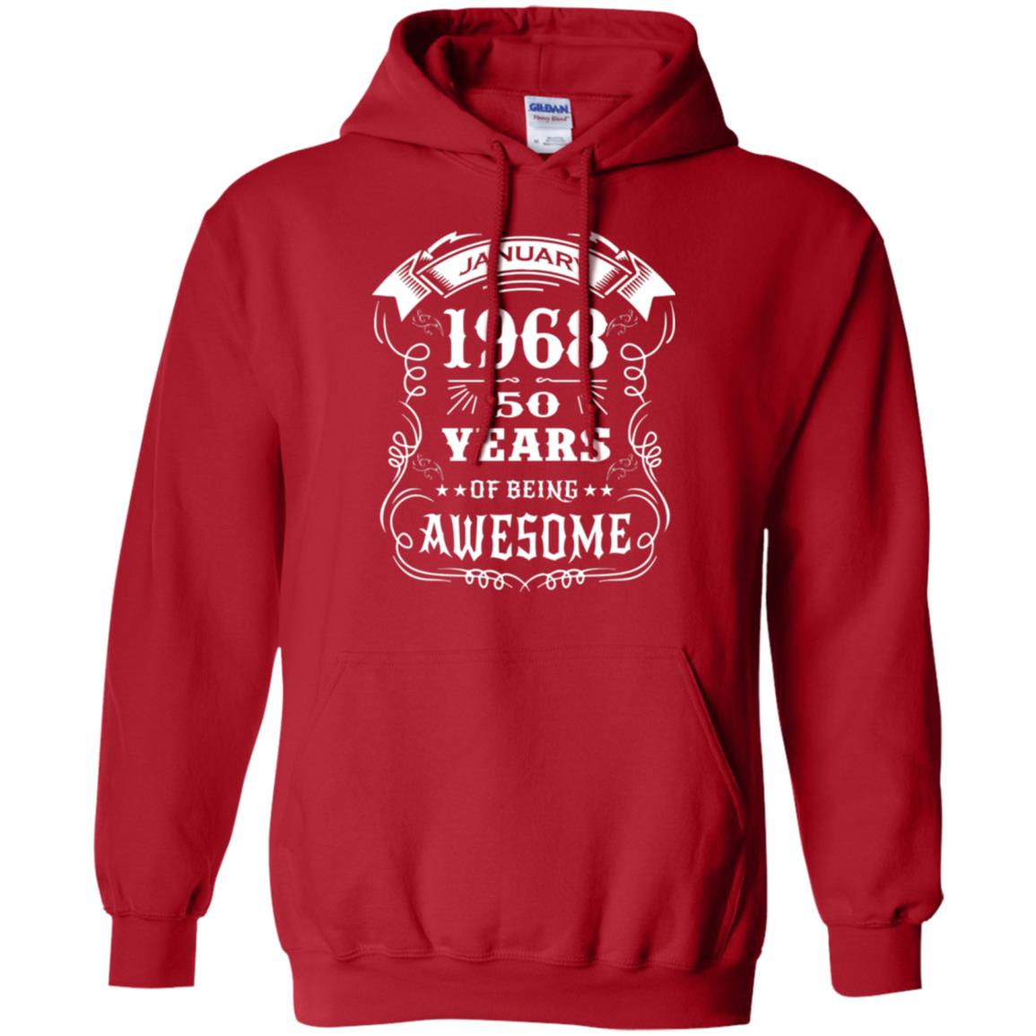 50th Birthday T-shirt Born In January 1968 Red
