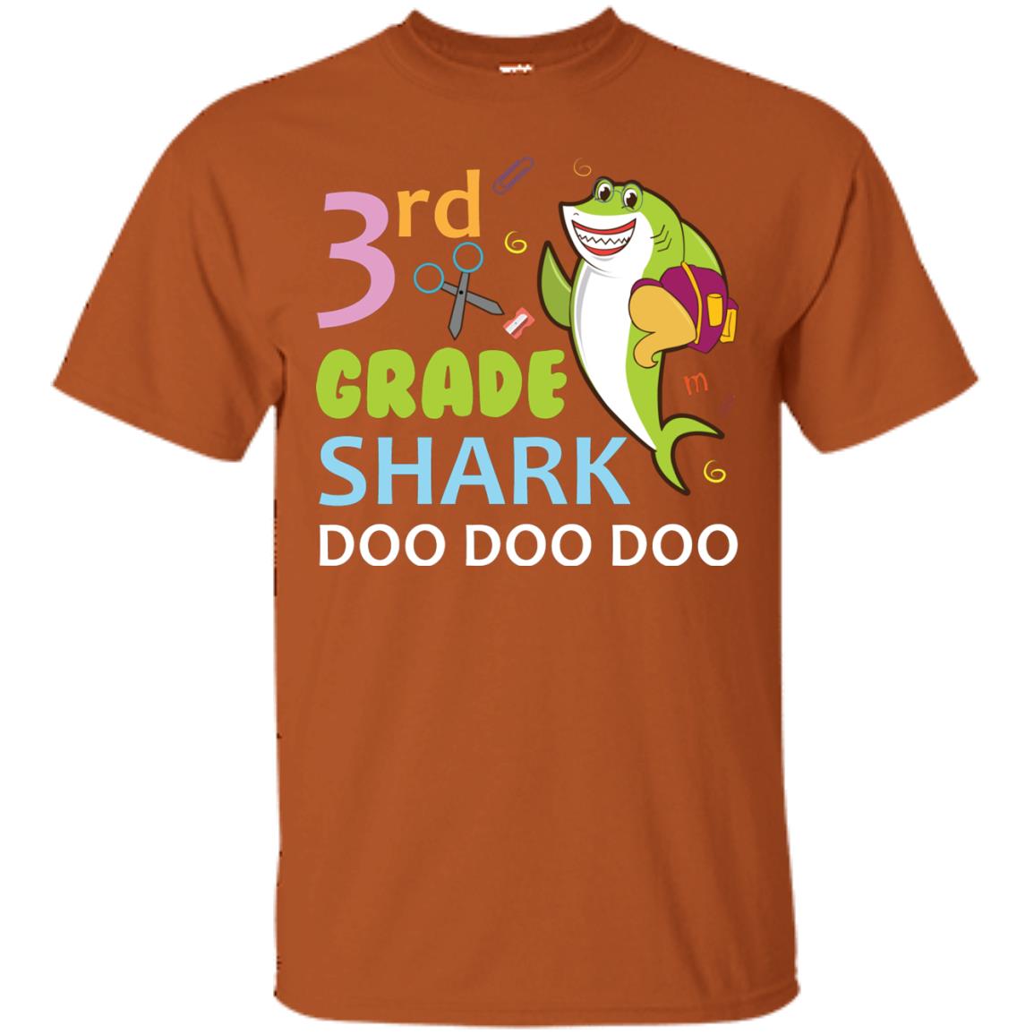 3rd Grade Shark Doo Doo Doo Back To School T-shirt Texas Orange