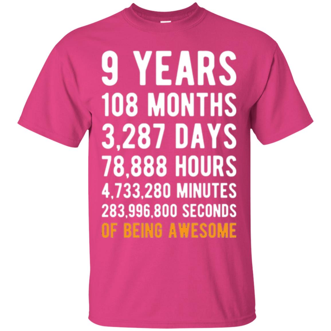 9th Birthday T-shirt 9 Years Old Being Awesome Heliconia