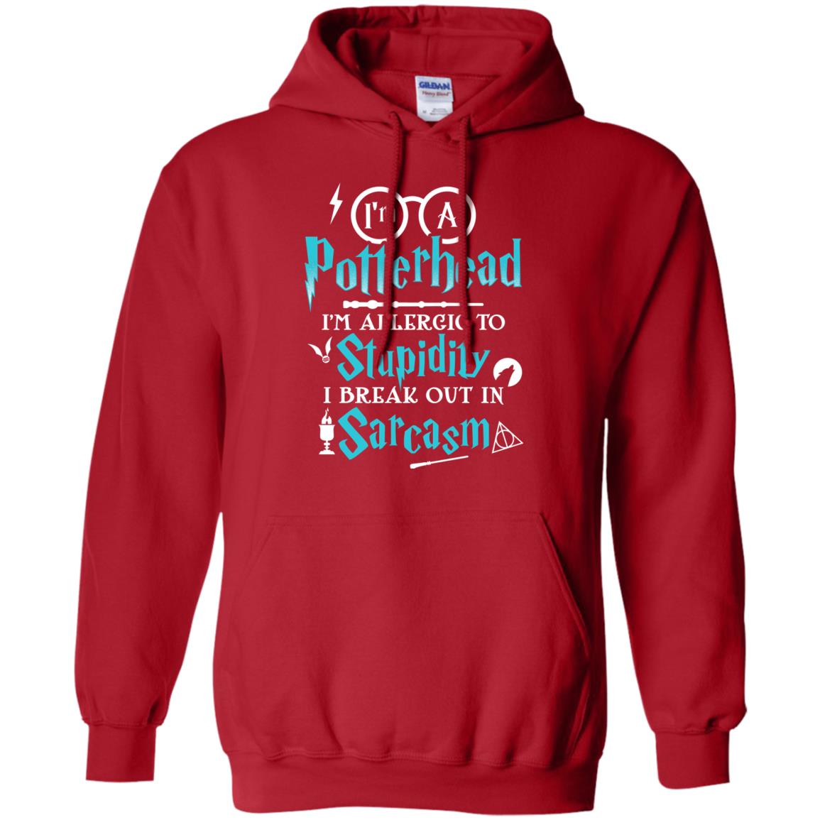 I_m A Potterhead I_m Allergic To Stupidity I Break Out In Sarcasm Harry Potter Fan T-shirt Red