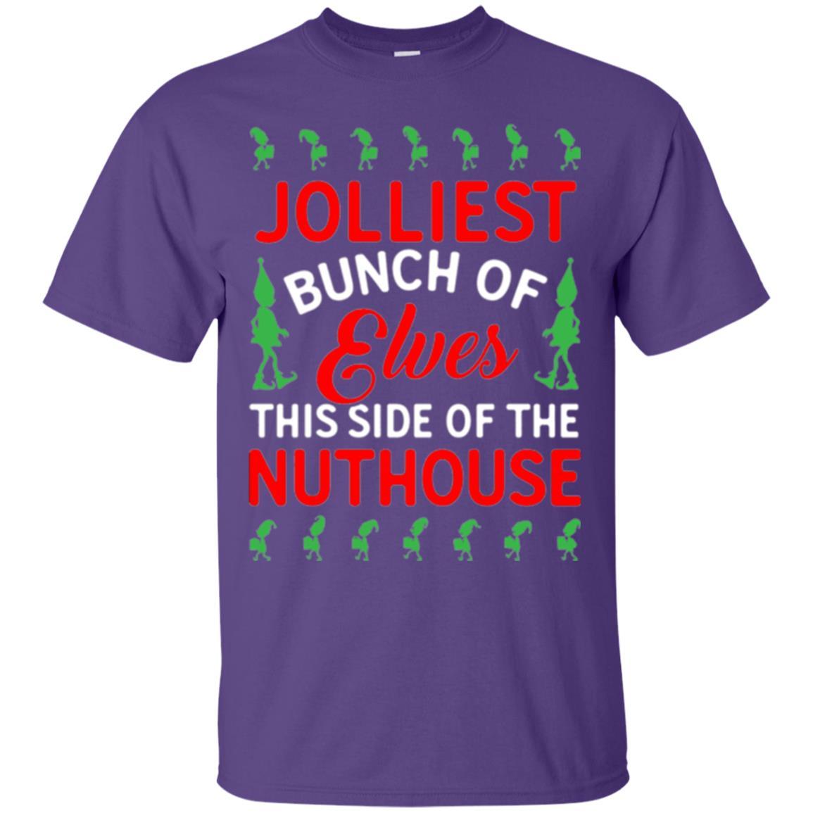 Christmas T-shirt Jolliest Bunch Of Elves This Side Of The Nuthouse Purple