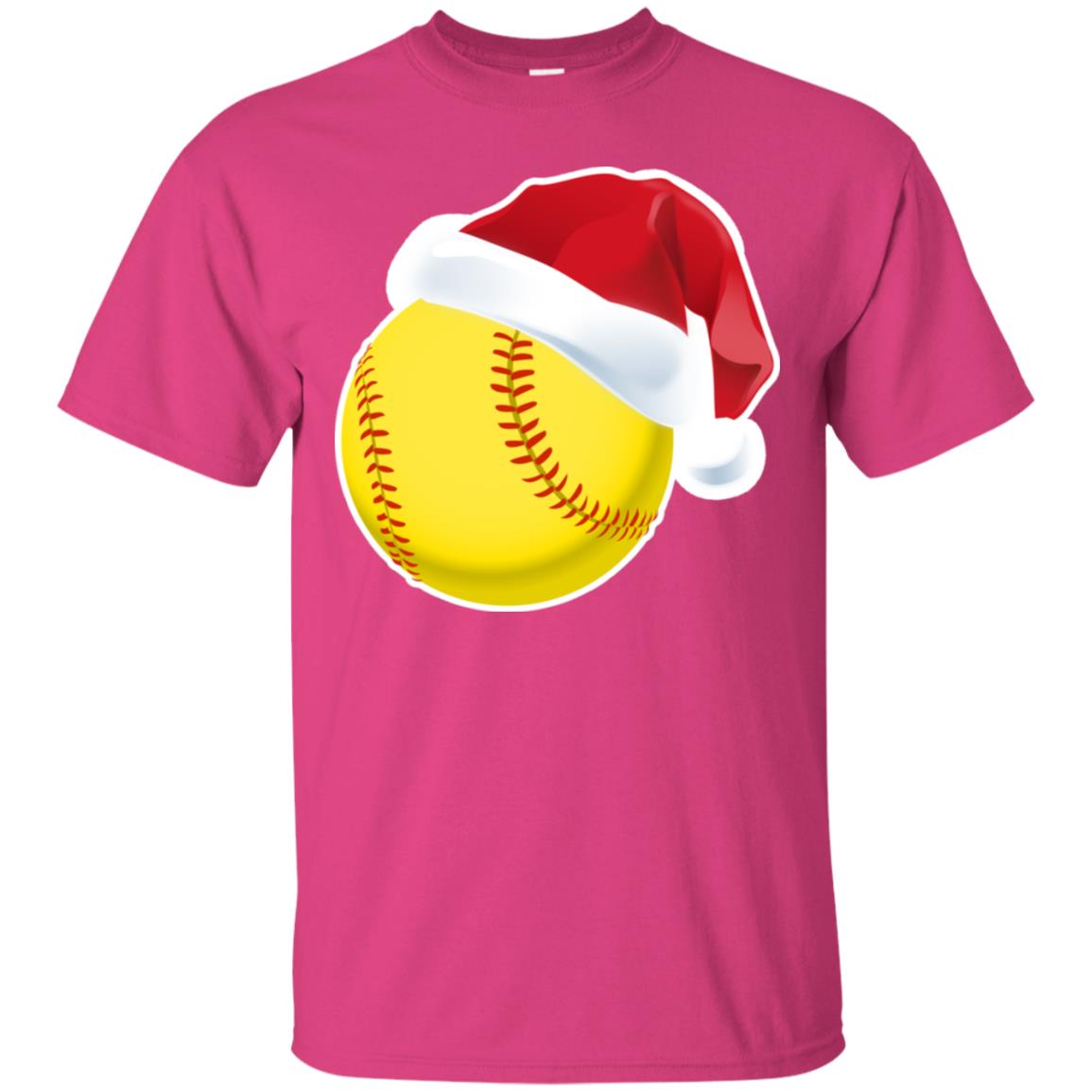 Softball With Santa Claus Hat X-mas Shirt For Softball Lovers Heliconia