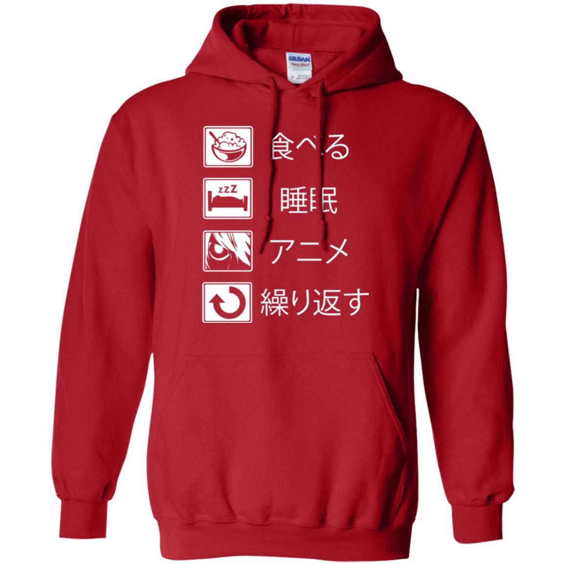 Anime Binge T-shirt Eat Sleep Anime Repeat Red