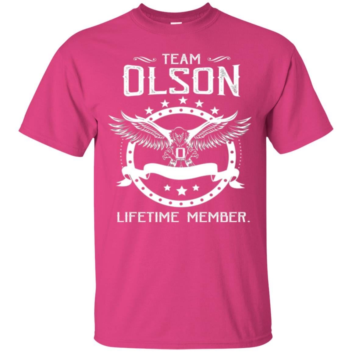 Family T-shirt Team Olson Lifetime Member Heliconia